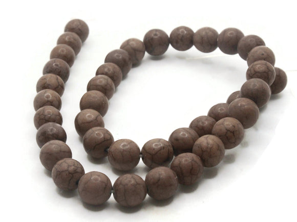 40 9mm to 10mm Round Brown Howlite Beads Gemstone Beads Dyed Beads Jewelry Making Beading Supplies Howlite Stone Beads