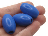 8 28mm Blue Wooden Oval Beads Wood Beads Chunky Beads Macrame Beads Loose Beads Smileyboy Jewelry Making Beading Supplies