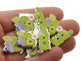 15 27mm Green Deer Buttons Flat Wood Two Hole Buttons Wooden Animals Jewelry Making Sewing Notions and Supplies