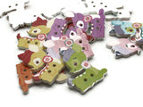 15 27mm Mixed Color Deer Buttons Flat Wood Two Hole Buttons Wooden Animals Jewelry Making Sewing Notions and Supplies