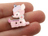 15 27mm Pink Deer Buttons Flat Wood Two Hole Buttons Wooden Animals Jewelry Making Sewing Notions and Supplies