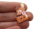 15 27mm Orange Deer Buttons Flat Wood Two Hole Buttons Wooden Animals Jewelry Making Sewing Notions and Supplies