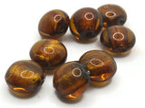 8 12mm Brown Lampwork Glass Beads Puffed Coin Beads Jewelry Making Beading Supplies Loose Beads to String