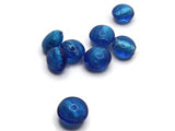 8 12mm Blue Lampwork Glass Beads Puffed Coin Beads Jewelry Making Beading Supplies Loose Beads to String