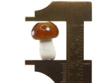 6 19mm Brown and White Mushroom Beads Polka Dot Lampwork Glass Beads Plant Beads Jewelry Making Beading Supplies
