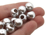 40 12mm Large Hole Pearls Silver Grey Pearls Faux Pearl Beads European Beads Round Pearl Beads Plastic Pearl Beads Acrylic Beads Gray Beads