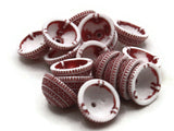 18 11mm Red and White Patterned Bead Cap Vintage Plastic Beads Jewelry Making Beading Supplies