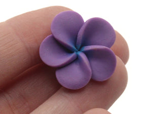 8 22mm Purple and Blue Flower Beads Polymer Clay Beads Floral Beads to String Jewelry Making Beading Supplies