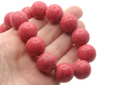 22mm 17mm Round Bright Pink Synthetic Turquoise Gemstone Beads Dyed Beads Jewelry Making Beading Supplies Stone Beads