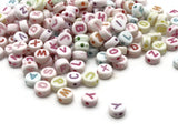 200 7mm Multicolor Alphabet Beads Plastic Flat Round Letter Beads Coin Beads