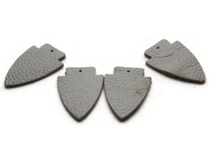 4 37mm Gray Leather Arrowhead Pendants Jewelry Making Beading Supplies Focal Beads Drop Beads