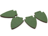4 37mm Green Leather Arrowhead Pendants Jewelry Making Beading Supplies Focal Beads Drop Beads