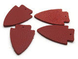 4 37mm Red Leather Arrowhead Pendants Jewelry Making Beading Supplies Focal Beads Drop Beads