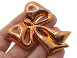 1 60mm Copper Plated Plastic Bow Bead Vintage Acrylic Beads Jewelry Making Beading Supplies New Old Stock Bow Charm Smileyboy Bow Pendant