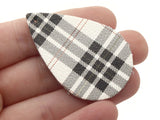 2 50mm Black and White Plaid Teardrop Leather Pendants Jewelry Making Beading Supplies Focal Beads Drop Beads