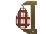 2 50mm Red, Green, and White Plaid Teardrop Leather Pendants Jewelry Making Beading Supplies Focal Beads Drop Beads