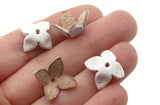 4 15mm White Leather Flower Bead Cap Pendants Jewelry Making Beading Supplies Focal Beads