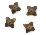 4 15mm Bronze Leather Flower Bead Cap Pendants Jewelry Making Beading Supplies Focal Beads