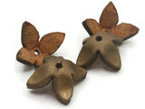 4 15mm Bronze Leather Flower Bead Cap Pendants Jewelry Making Beading Supplies Focal Beads