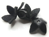 4 15mm Black Leather Flower Bead Cap Pendants Jewelry Making Beading Supplies Focal Beads