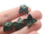 4 15mm Green Leather Flower Bead Cap Pendants Jewelry Making Beading Supplies Focal Beads