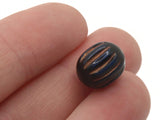 10 12mm Black Oval Beads with Gold Stripes Vintage Beads Jewelry Making Beading Supplies Loose Beads to String