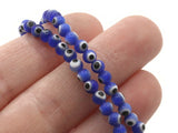 98 4mm Blue and White Evil Eye Beads Small Smooth Round Beads Full Strand Glass Beads Jewelry Making Beading Supplies