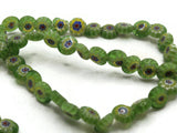 50 6mm Green Flowered Millefiori Beads Small Smooth Flat Disc Beads Full Strand Glass Beads Jewelry Making Beading Supplies