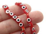 64 6mm Red Black and White Evil Eye Beads Small Smooth Flat Square Disc Beads Full Strand Glass Beads Jewelry Making Beading Supplies