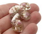 5 16mm White Flower Lampwork Glass Beads Puffed Coin Beads Jewelry Making Beading Supplies Loose Beads to String