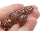 5 16mm Purple Flower Lampwork Glass Beads Puffed Coin Beads Jewelry Making Beading Supplies Loose Beads to String
