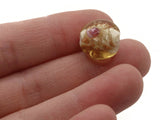 5 16mm Golden Yellow Flower Lampwork Glass Beads Puffed Coin Beads Jewelry Making Beading Supplies Loose Beads to String