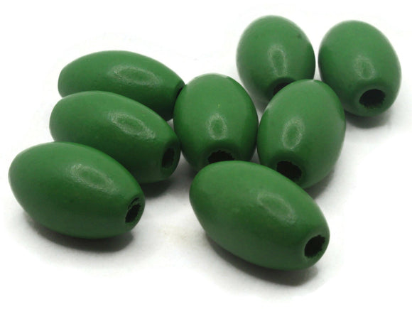 5 26mm Round Green Wooden Macrame Beads