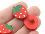 8 21mm Strawberry Buttons Red Fruit Buttons Berry Buttons Food Buttons Wood Buttons / Wooden Buttons Jewelry Making Sewing Notions