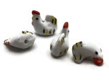 Porcelain Chicken Beads White Bird Beads Porcelain Glass Beads Loose Animal Beads Miniature Farm Beads Jewelry Making Beading Supplies