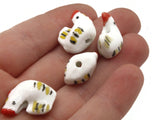 Porcelain Chicken Beads White Bird Beads Porcelain Glass Beads Loose Animal Beads Miniature Farm Beads Jewelry Making Beading Supplies