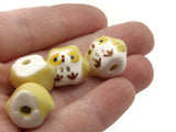 Porcelain Owl Beads Yellow Animal Beads Porcelain Glass Beads Loose Animal Beads Miniature Wildlife Beads Jewelry Making Beading Supplies