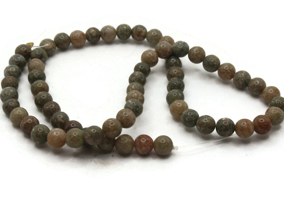 63 7mm Brown and Green Gemstone Beads Round Stone Beads to String Spacer Beads Jewelry Making Beading Supplies Smileyboy