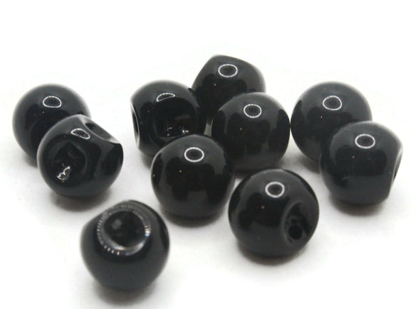 10 10mm 3/8 Inch Black Ball Buttons Moonglow Lucite Round Buttons Vintage Lucite Button Jewelry Making Beading Supplies Sewing Supplies