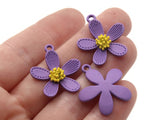 25mm Purple and Yellow Charms Metal Flower Pendants Jewelry Making Beading Supplies