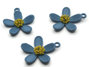 25mm Blue and Yellow Charms Metal Flower Pendants Jewelry Making Beading Supplies