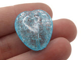 5 24mm Blue Acrylic Crackle Beads Heart Beads Jewelry Making Beading Supplies Loose Beads to String