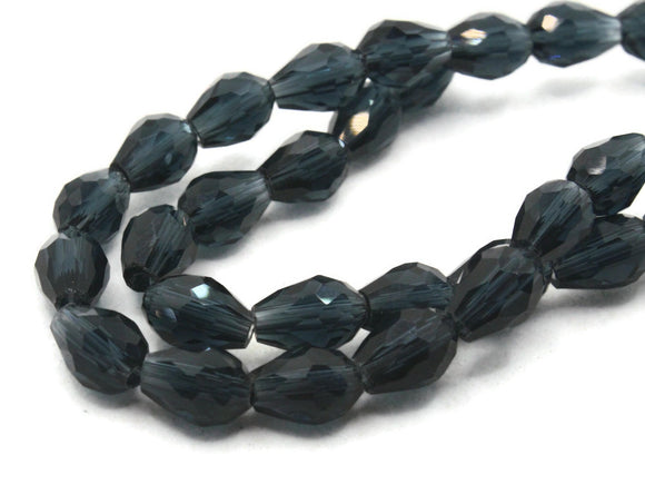 35 8mm Deep Blue Faceted Glass Beads Teardrop Beads Jewelry Making Beading Supplies Loose Beads