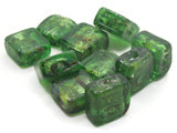 10 12mm Green Square Glass with Multi-Color Center Lampwork Glass Beads Jewelry Making Beading Supplies Loose Beads to String