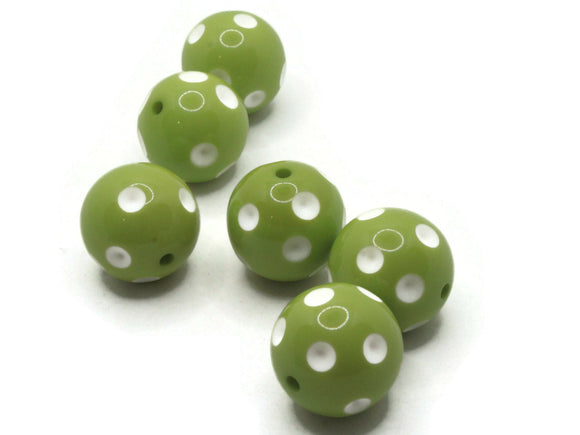 6 23mm Large Round Polka Dot Green Beads Acrylic Beads Ball Beads Big Beads Chunky Beads Seamless Beads Jewelry Making Beading Supplies