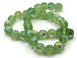 33 10mm Green Faceted Round Glass Beads With Shiny Finish Jewelry Making Beading Supplies Full Strand Loose Beads to String