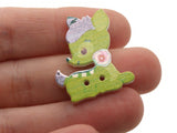 15 27mm Green Deer Buttons Flat Wood Two Hole Buttons Wooden Animals Jewelry Making Sewing Notions and Supplies