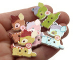 15 27mm Mixed Color Deer Buttons Flat Wood Two Hole Buttons Wooden Animals Jewelry Making Sewing Notions and Supplies