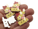 15 27mm Yellow Deer Buttons Flat Wood Two Hole Buttons Wooden Animals Jewelry Making Sewing Notions and Supplies