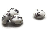 4 16mm Black Flower White Lampwork Glass Beads Floral Puffed Coin Beads Jewelry Making Beading Supplies Flat Round Beads to String